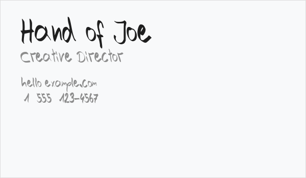 Hand of Joe Business Card
