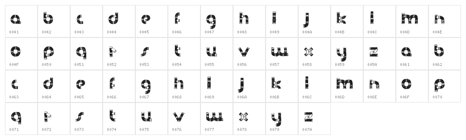 HanddrawnPipe-Regular Character Map