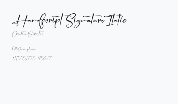 Handscript Signature Italic Business Card