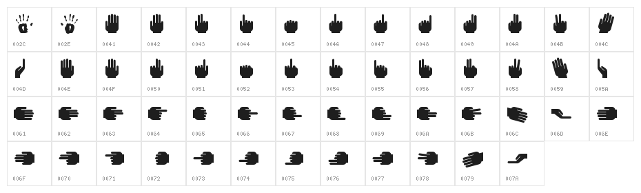 Handyfont Regular Character Map
