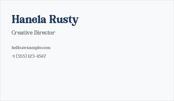 Hanela Rusty Business Card