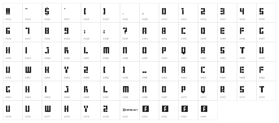 Hangar Regular Character Map