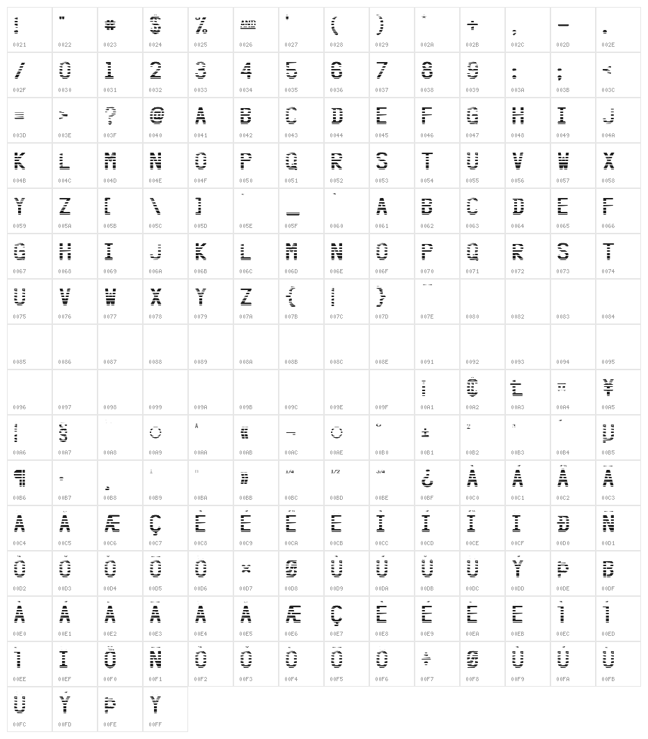 Hangar Striped Character Map
