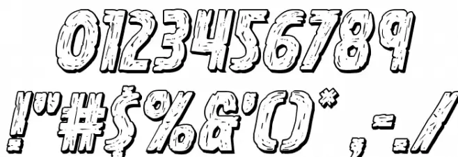 Hanging Tree 3D Italic Font OTHER CHARS