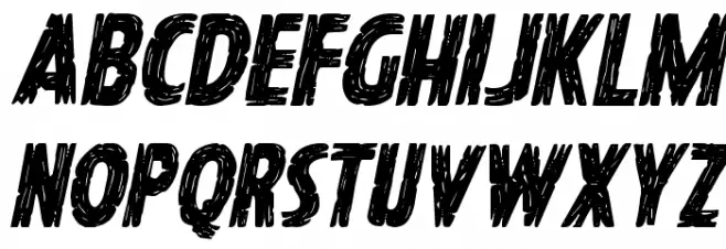 Hanging Tree Staggered Italic Font UPPERCASE