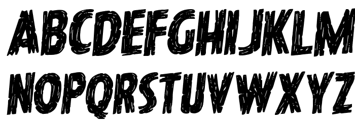 Hanging Tree Staggered Rotalic Font LOWERCASE