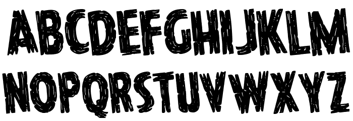 Hanging Tree Staggered Rotated Font LOWERCASE