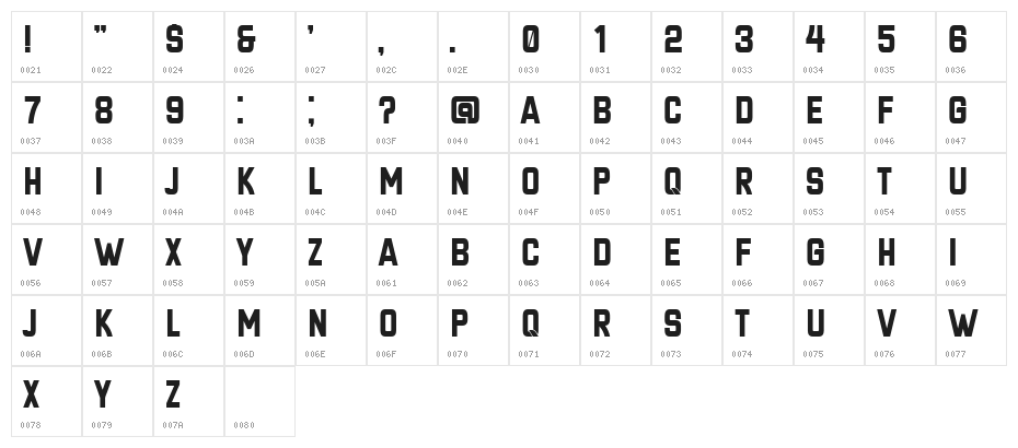 Hangout Regular Character Map