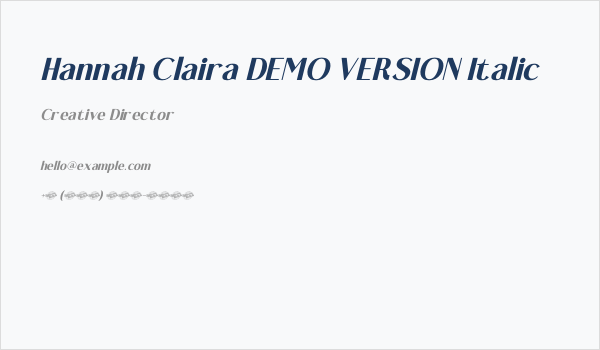 Hannah Claira DEMO VERSION Italic Business Card
