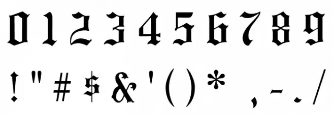 Hansa Gotisch UNZ1L Italic Font OTHER CHARS