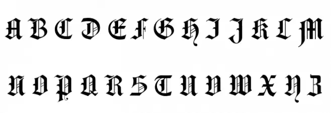 Hansa Gotisch UNZ1L Italic 字体 大写