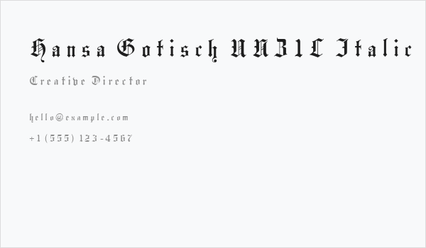 Hansa Gotisch UNZ1L Italic Business Card