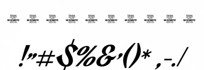 Hanstoc Script PERSONAL USE Regular Font OTHER CHARS