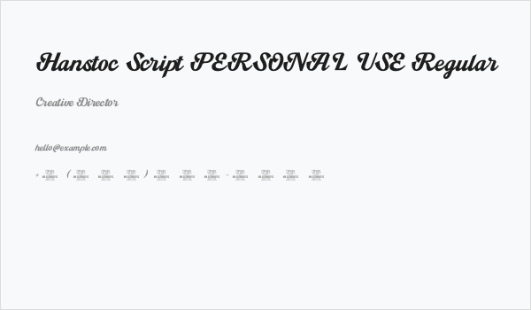 Hanstoc Script PERSONAL USE Regular Business Card