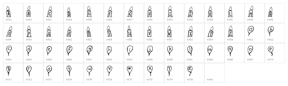 Happy Birthday Regular Character Map