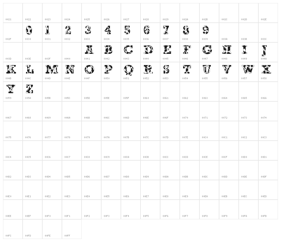 Happy Cow Bold Character Map
