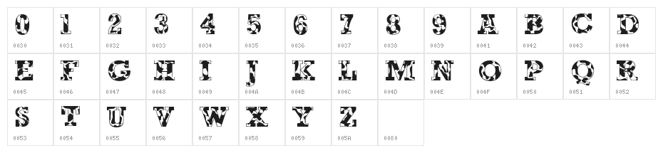 Happy Cow Bold Character Map