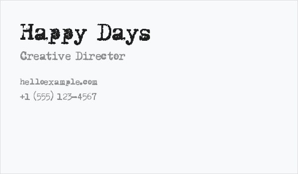 Happy Days Business Card