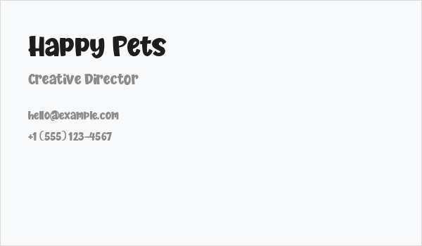 Happy Pets Business Card