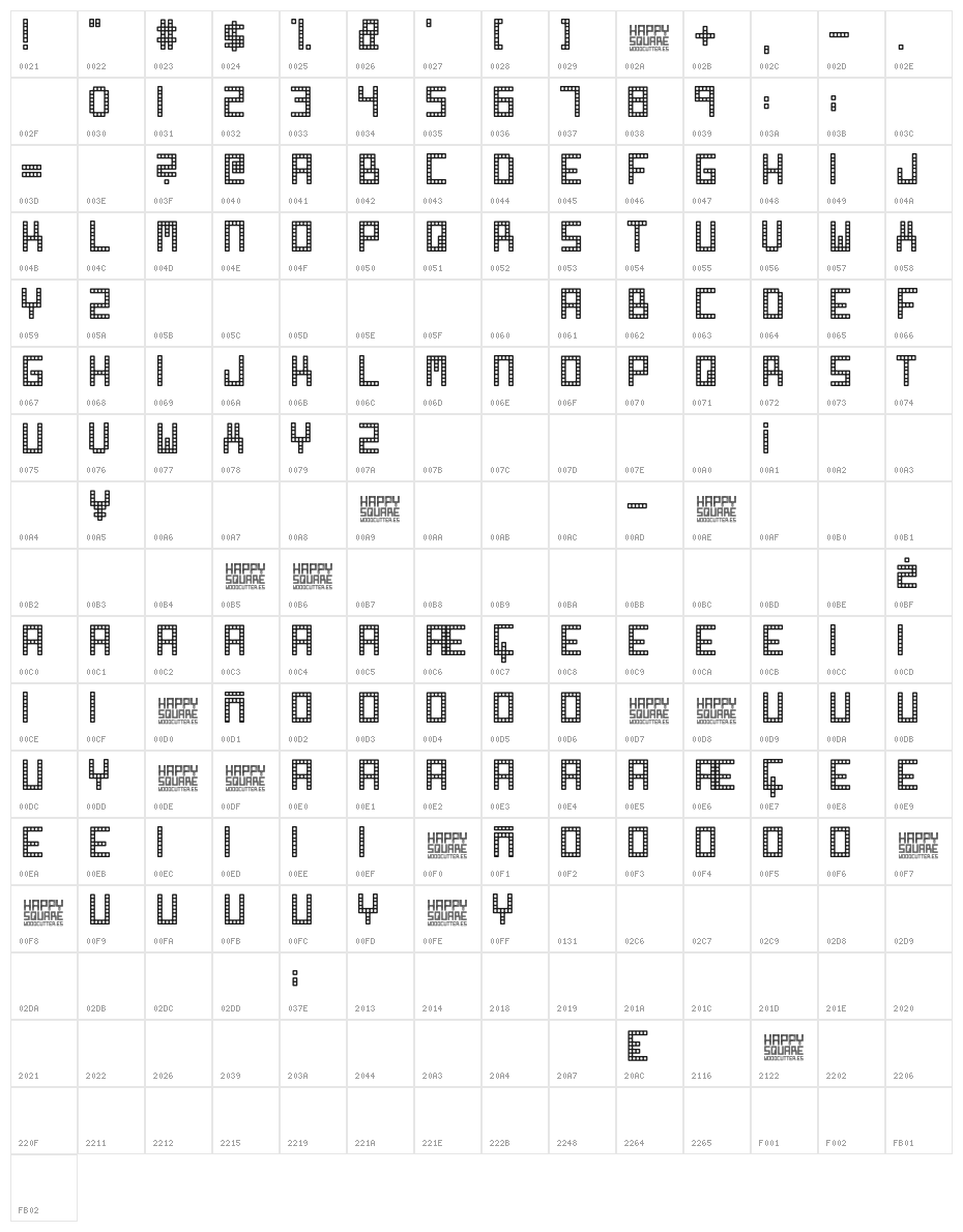 Happy Square Character Map