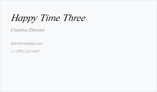 Happy Time Three Business Card