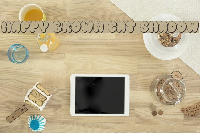 Happy brown cat shadow Font examples