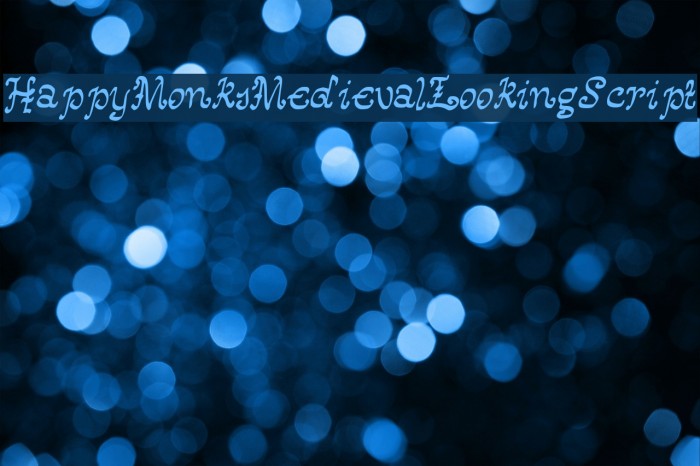 HappyMonksMedievalLookingScript Font examples