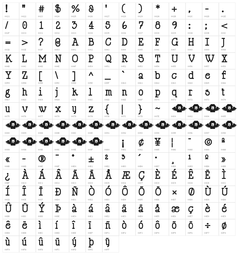 HappyPhantom Bold Character Map
