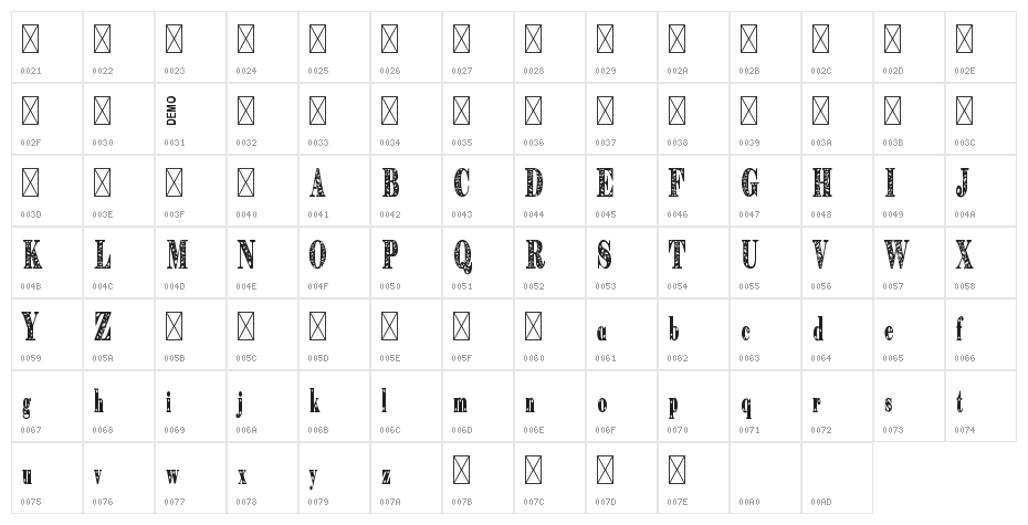 Hapyster Demo Character Map