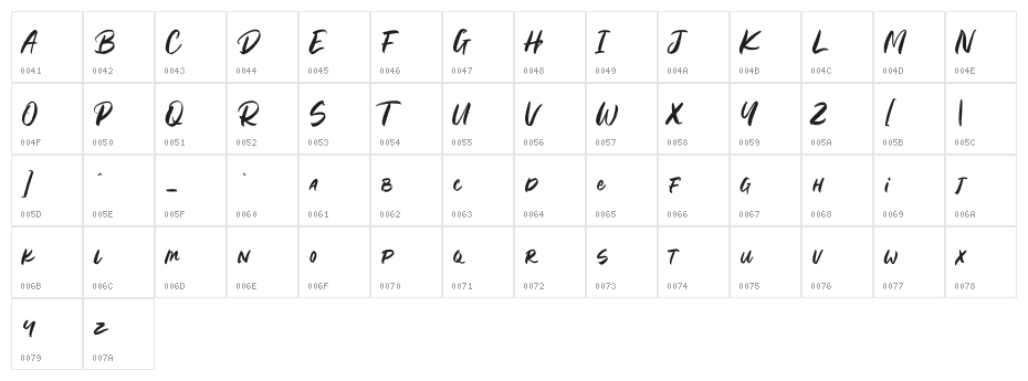 Harashi Free Regular Character Map