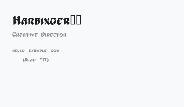 Harbinger!" Business Card