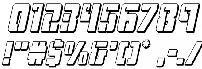 Hard Science 3D Italic Font OTHER CHARS