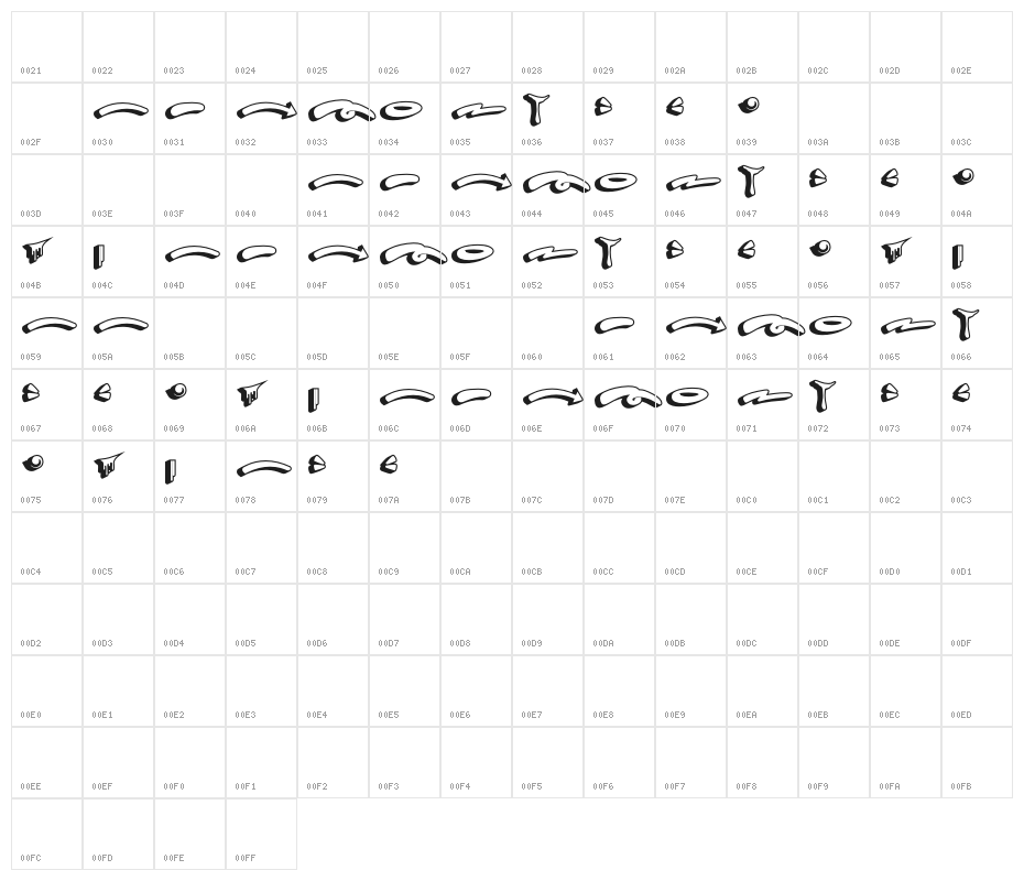 Hard Zone - Shadow -Swash Character Map