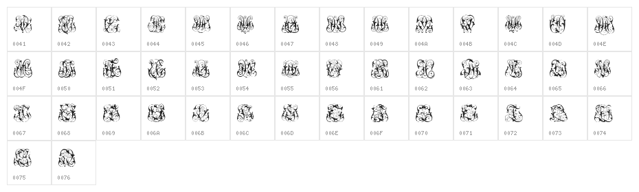 Hard to Read Monograms Character Map