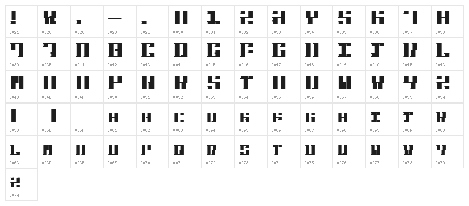 Hardbaq Bold Character Map