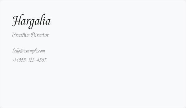 Hargalia Business Card