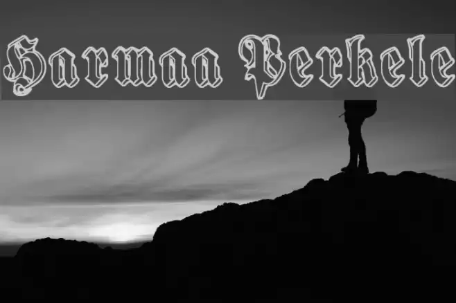 Harmaa Perkele Font examples