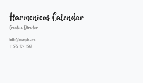 Harmonious Calendar Business Card