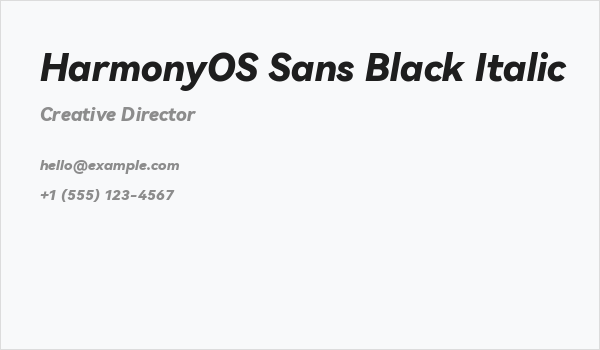 HarmonyOS Sans Black Italic Business Card
