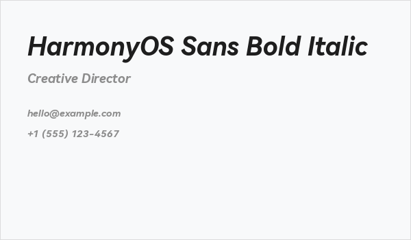 HarmonyOS Sans Bold Italic Business Card