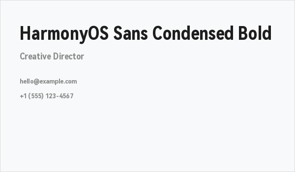 HarmonyOS Sans Condensed Bold Business Card