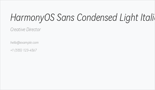 HarmonyOS Sans Condensed Light Italic Business Card