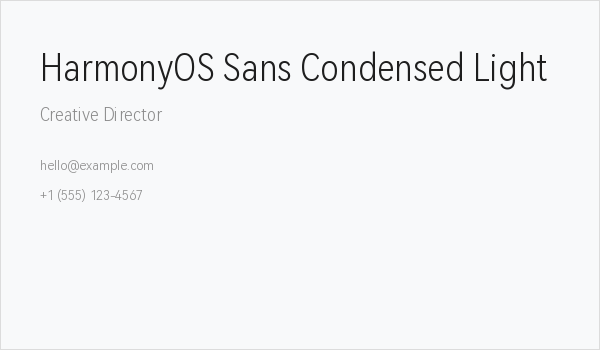 HarmonyOS Sans Condensed Light Business Card