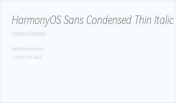 HarmonyOS Sans Condensed Thin Italic Business Card