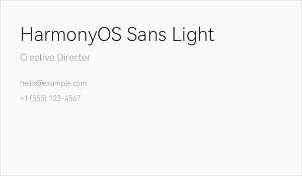 HarmonyOS Sans Light Business Card