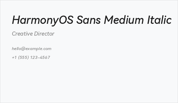 HarmonyOS Sans Medium Italic Business Card