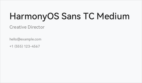 HarmonyOS Sans TC Medium Business Card