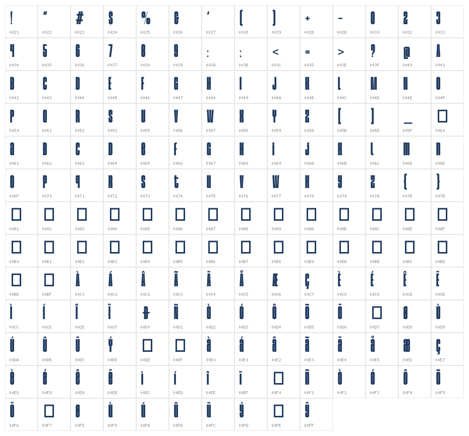 Harper Regular Character Map