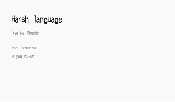 Harsh language Business Card