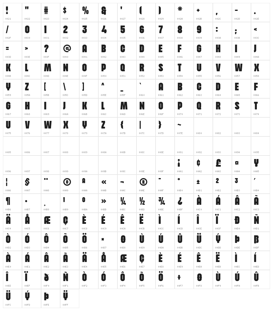 Hartone Softed Regular Character Map